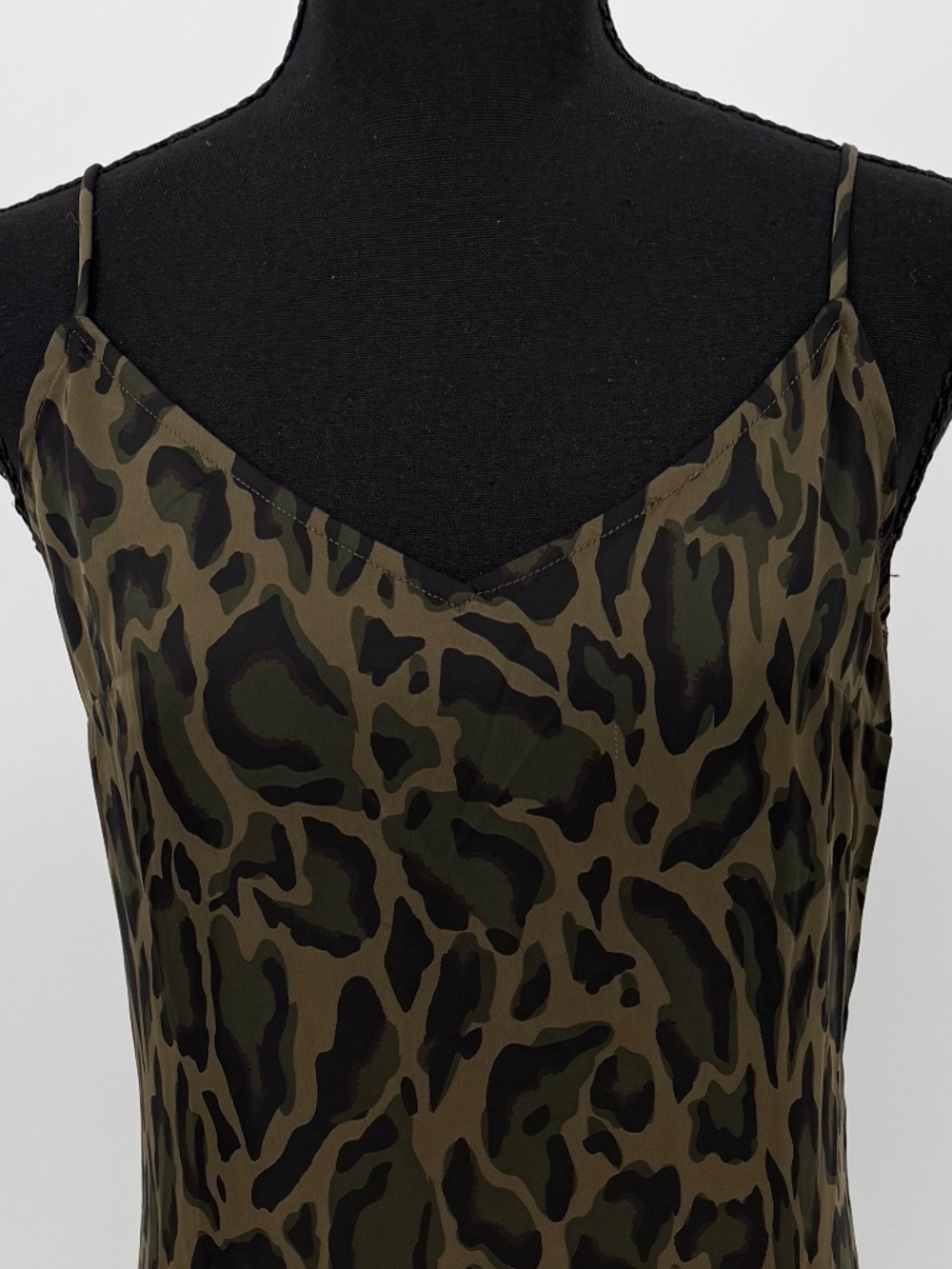 Steve Madden Green Leopard Print Asymmetrical Slip Dress | Ruffle Hem Small - Picture 2 of 14
